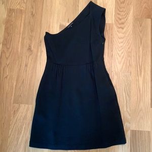 Theory one shoulder black dress